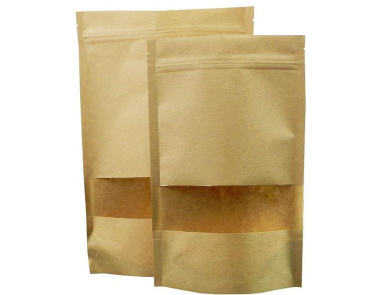 牛皮纸食品自立袋开窗自封袋 牛皮纸袋定做